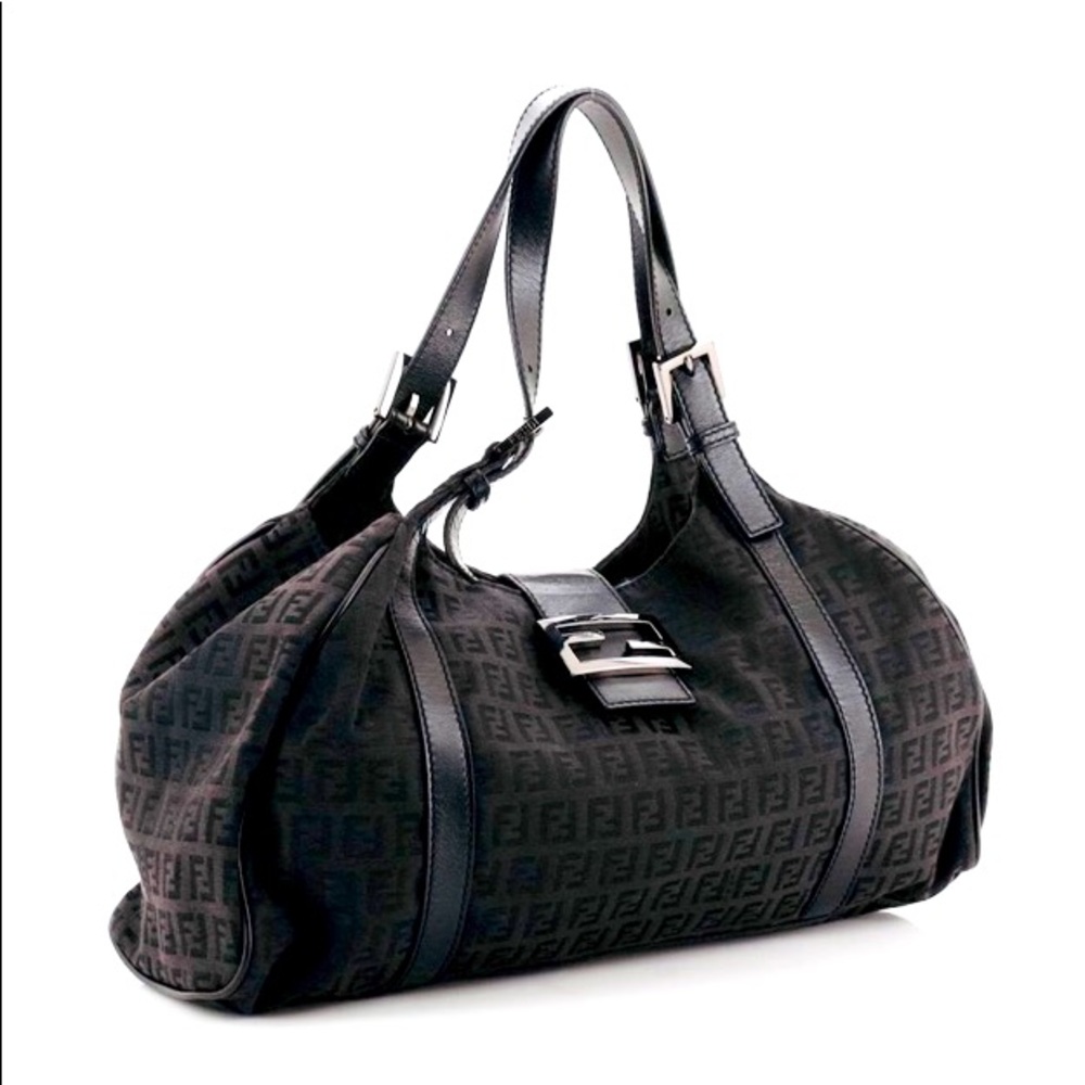 Fendi Belted Zucchini Canvas Signature Bag